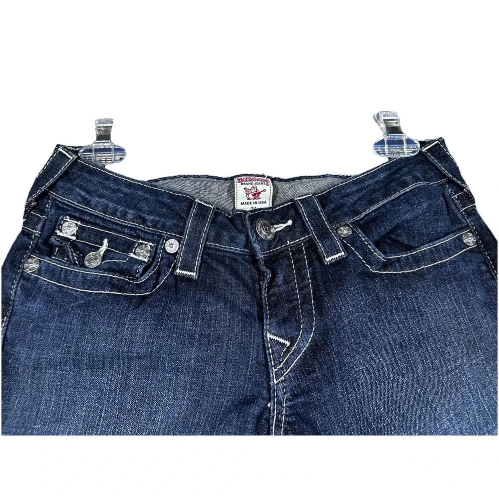 True‎ Religion Riley Knee Length Shorts Blue Denim Women's Size 23 Jean Shorts